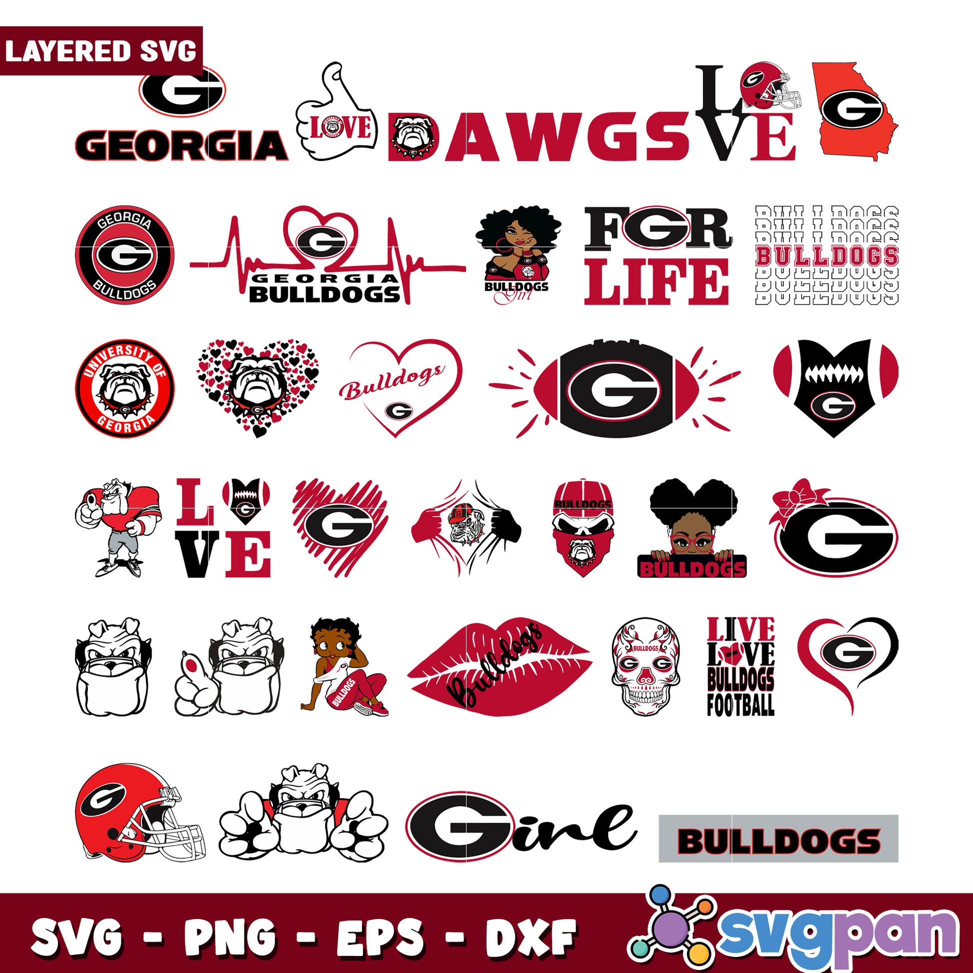 Georgia Bulldogs Layered SVG Bundle for Fans
