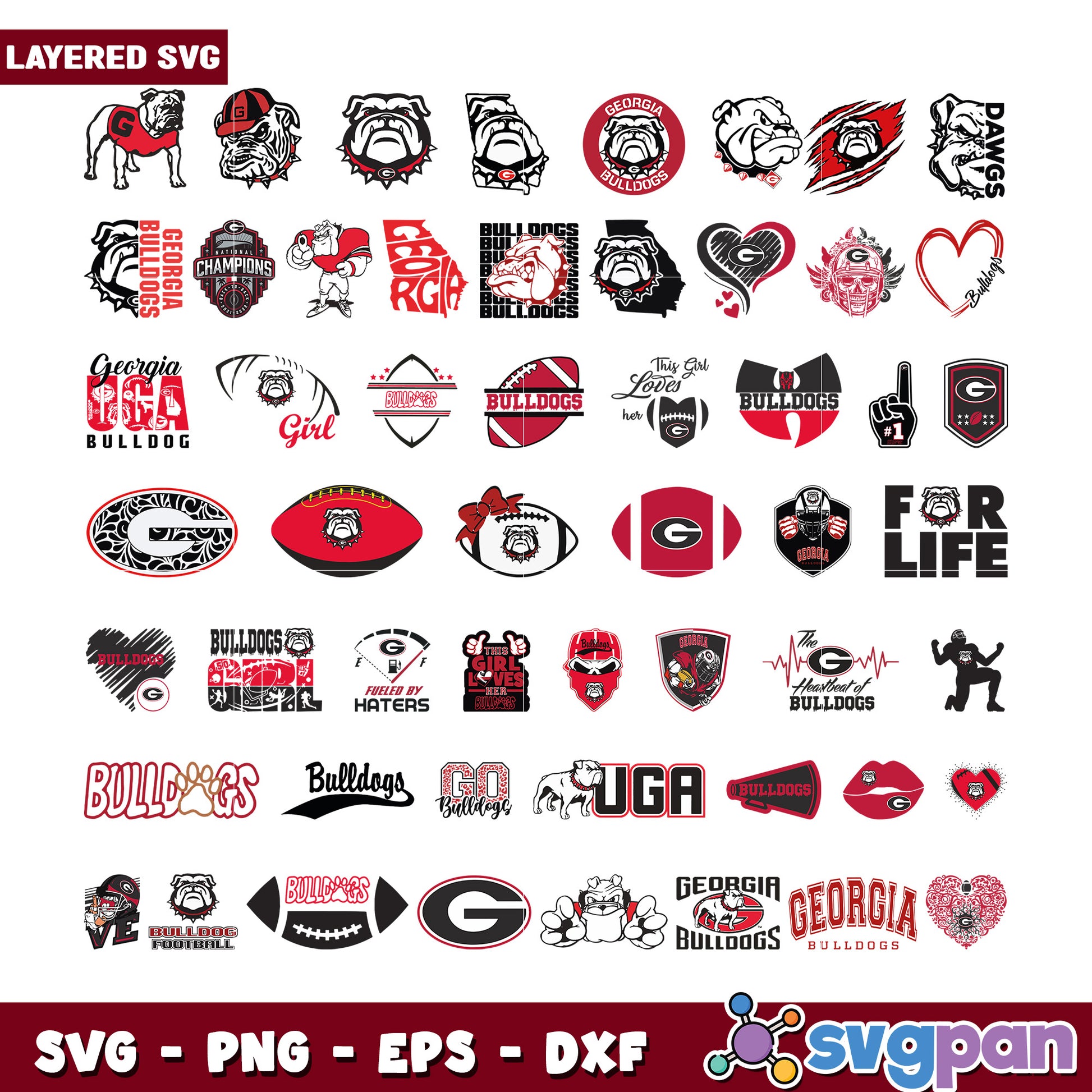 Georgia Bulldogs SVG Bundle 30+ Designs