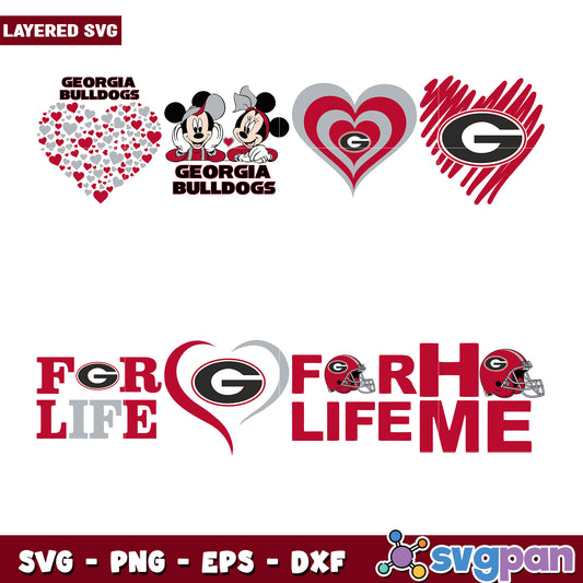 Georgia Bulldogs SVG Bundle Valentines Mickey Minnie