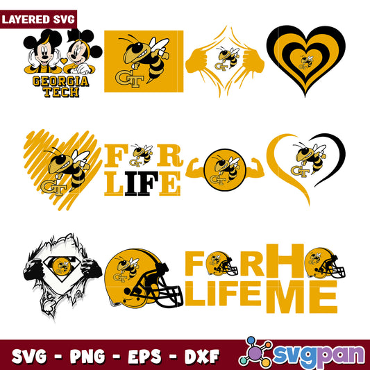 Georgia Tech Bundle SVG Layered Designs
