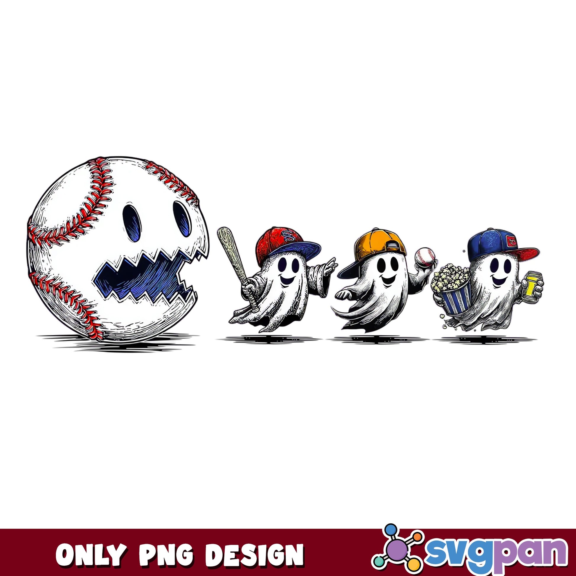 Ghost Baseball Halloween PNG, Spooky Ball Ghost PNG, Halloween PNG