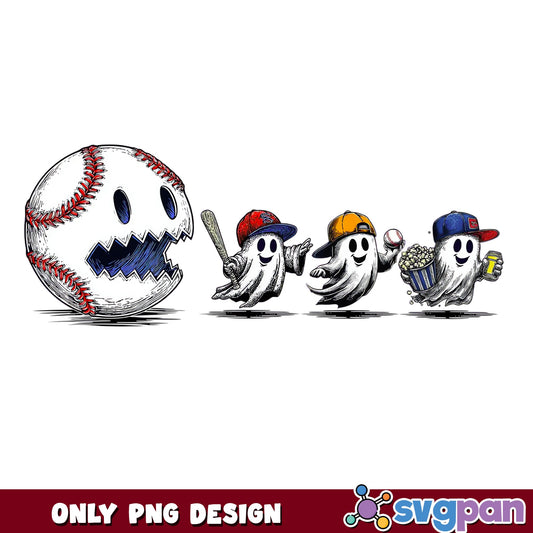Ghost Baseball Halloween PNG, Spooky Ball Ghost PNG, Halloween PNG
