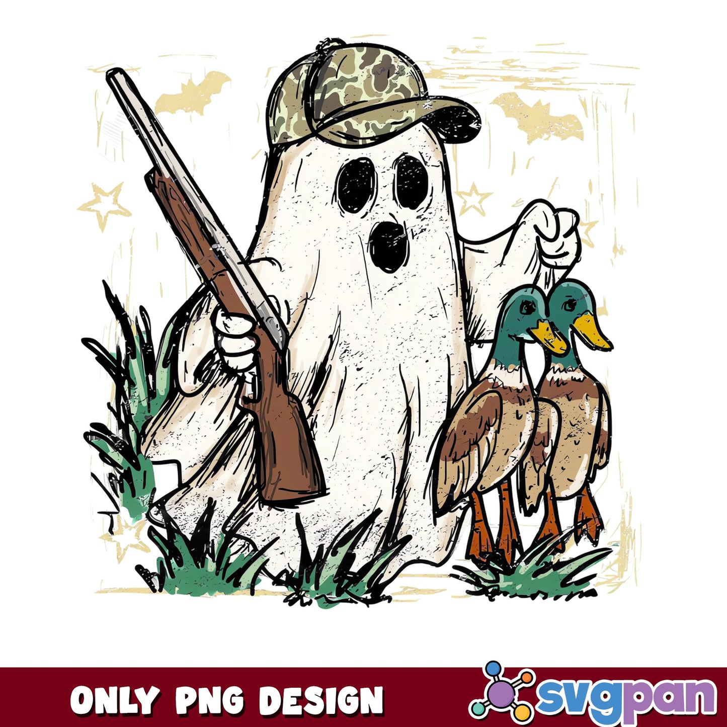 Ghost Duck Hunter PNG, Halloween Hunting Ghost PNG, Duck Hunting PNG