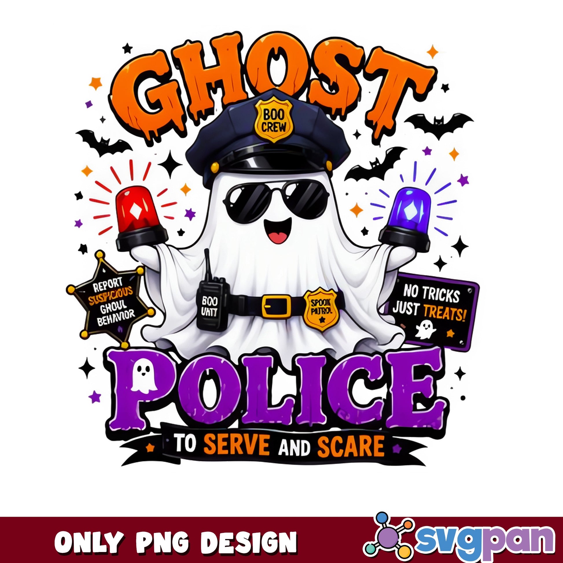 Ghost Police To Serve And Scare PNG, Halloween Ghost PNG, Boo Crew PNG