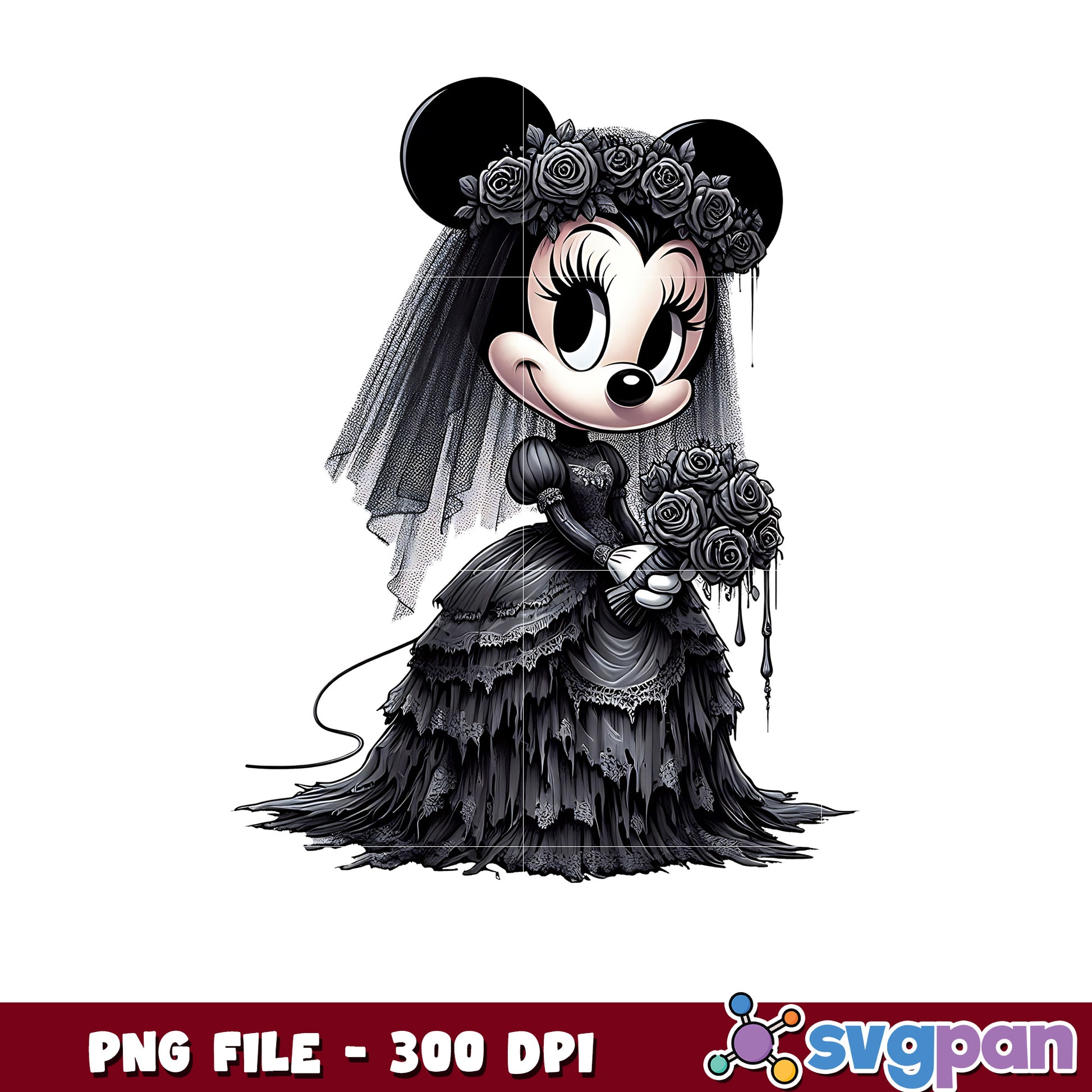 Ghost bride minnie png, happy halloween png, halloween decor​ png