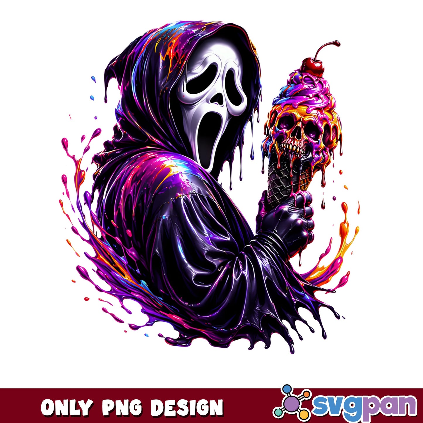 Ghostface Ice Cream PNG, Scream Halloween PNG, Horror PNG