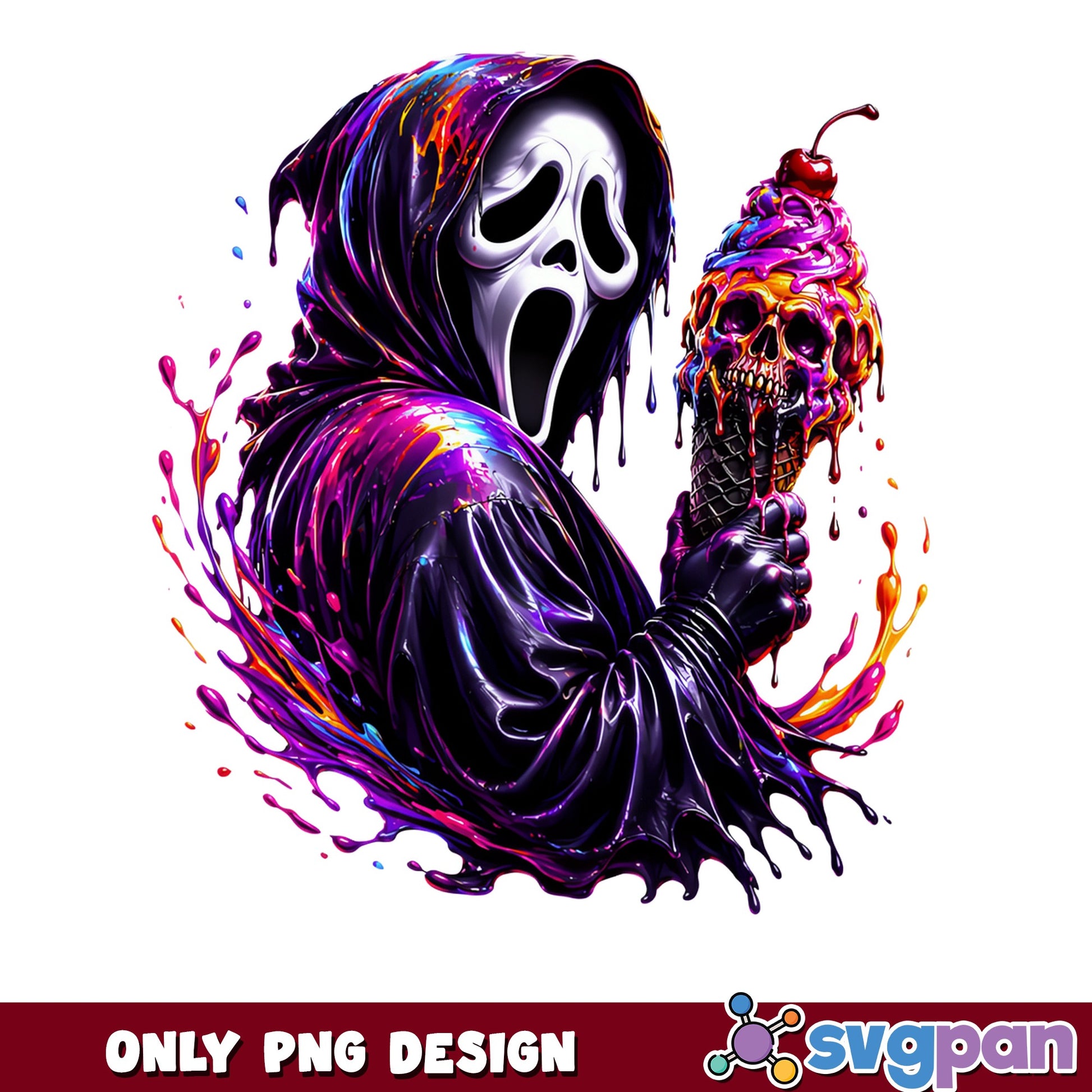 Ghostface Ice Cream PNG, Scream Halloween PNG, Horror PNG