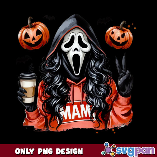 Ghostface Mama Halloween PNG, Scream Horror Mom PNG, Spooky PNG