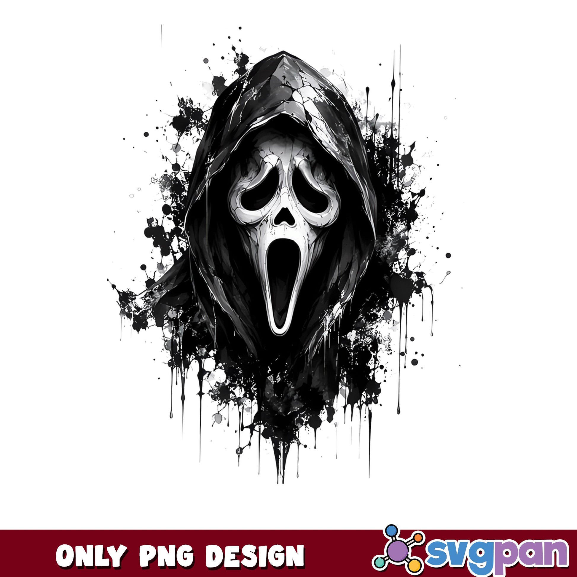 Ghostface Scream Mask Horror PNG, Halloween PNG, Scary Movie PNG