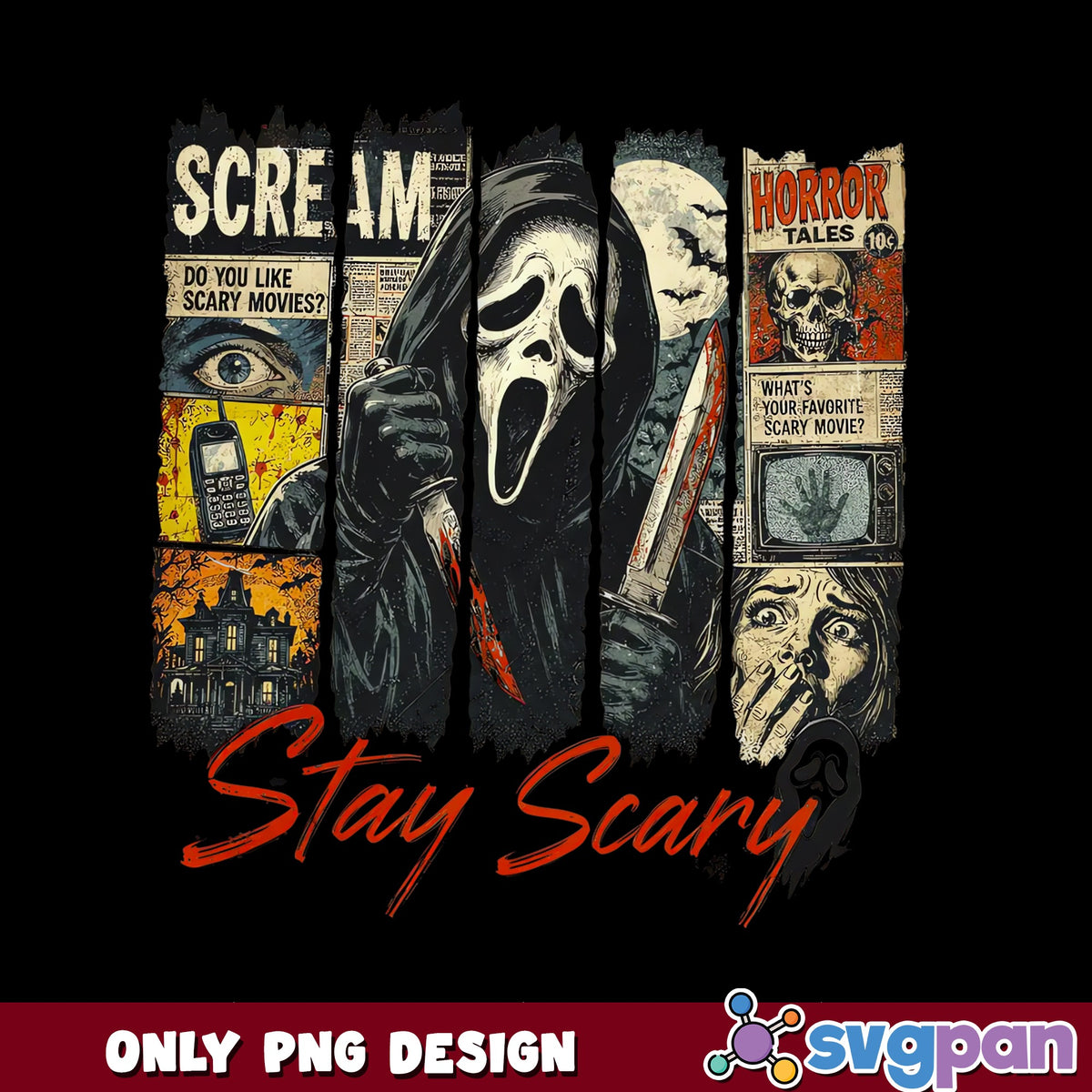 Ghostface Stay Scary Horror PNG, Scream Movie PNG, Halloween PNG