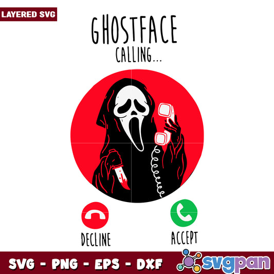Ghost face calling svg, halloween svg, horror movies characters svg