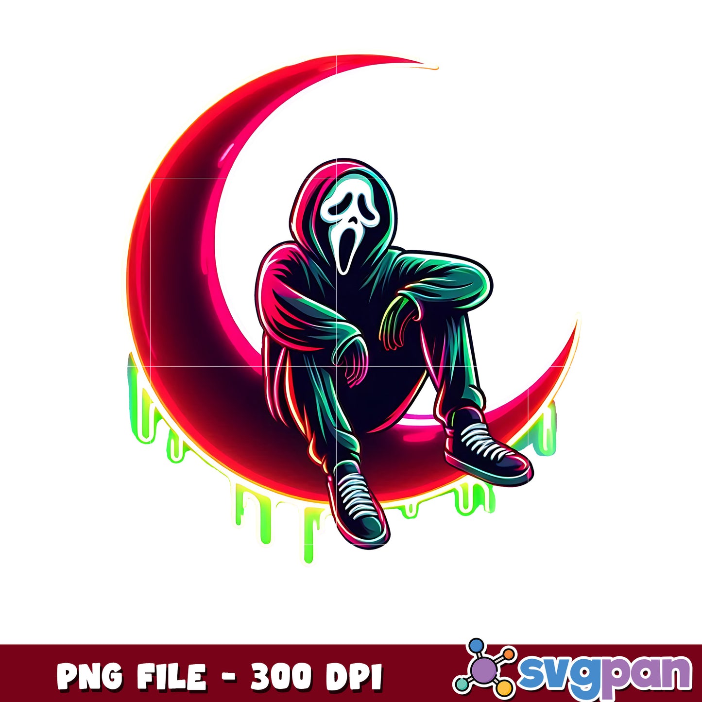 Ghost face in the moon png, halloween design png, halloween pumpkin​ ​​png