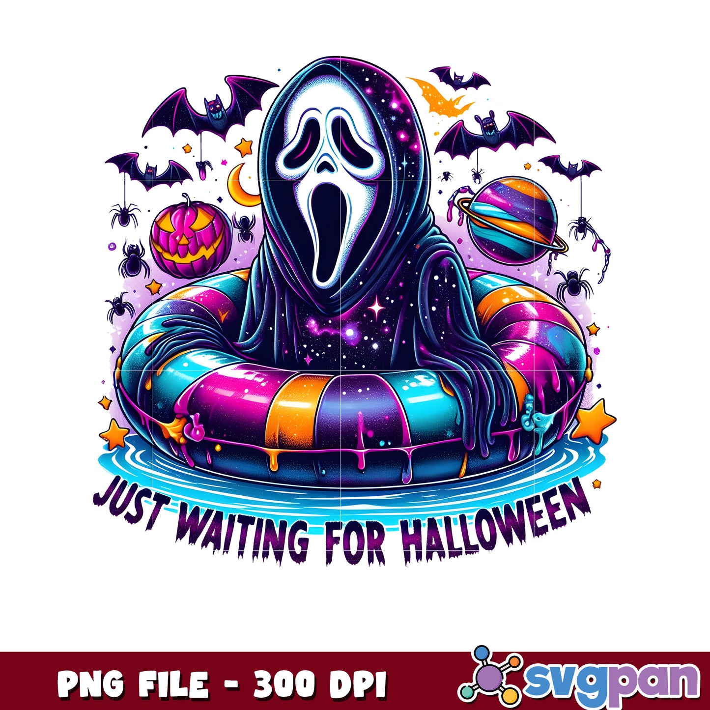 Ghost face waiting for halloween png,halloween vacation png, halloween toys png