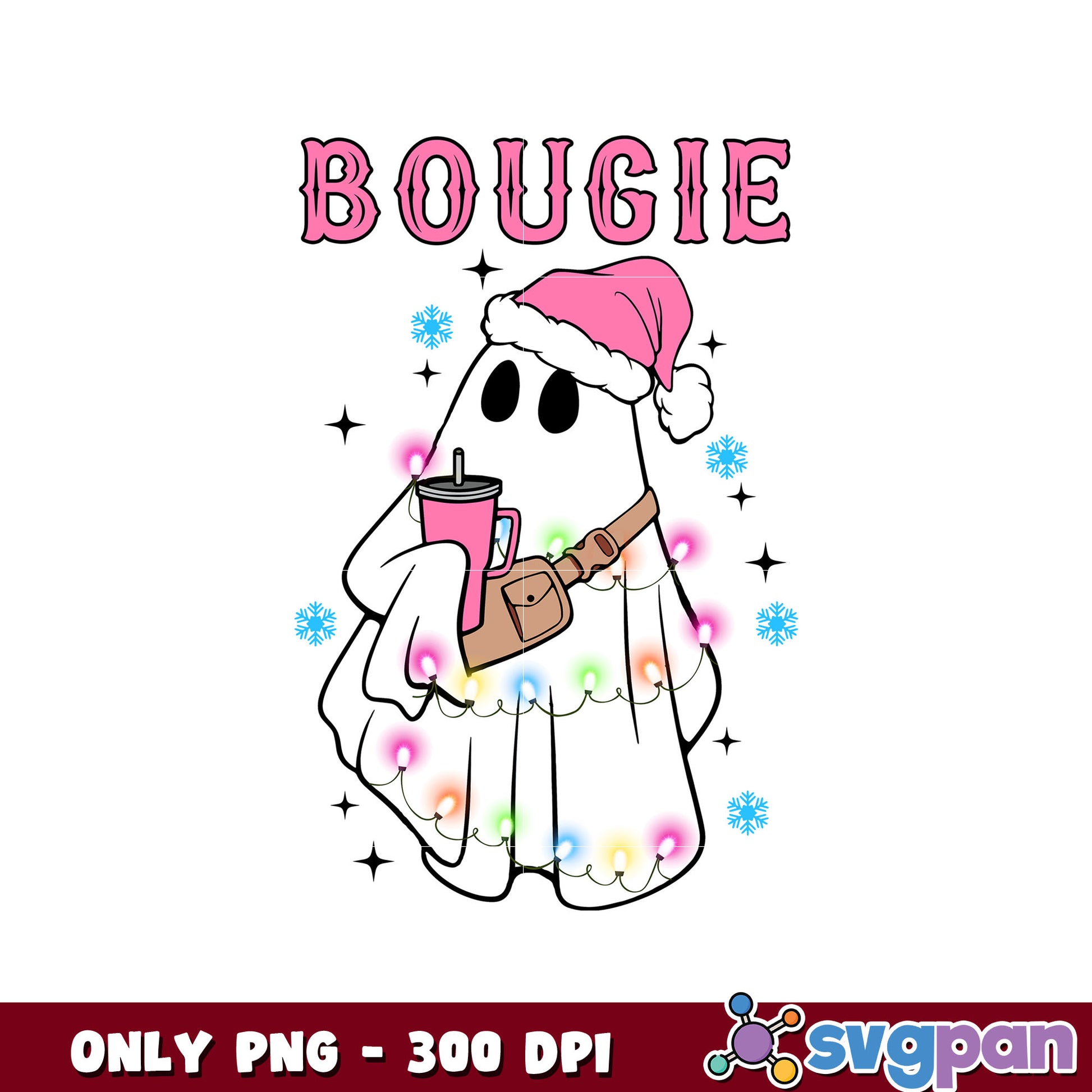 Ghost santa bougie christmas design png