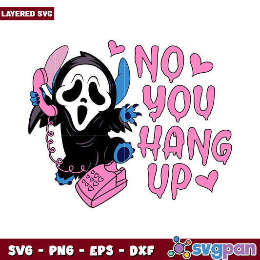 Ghost with Phone Graphic Design, fun and playful conversation theme