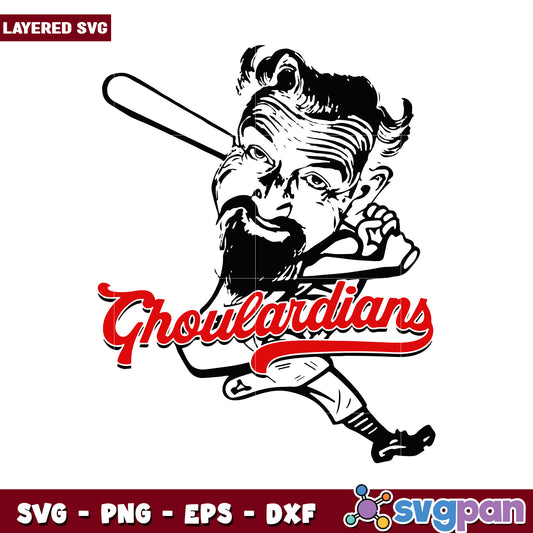 Ghoularadians baseball player SVG design for crafting projects, unique graphic for sports enthusiasts