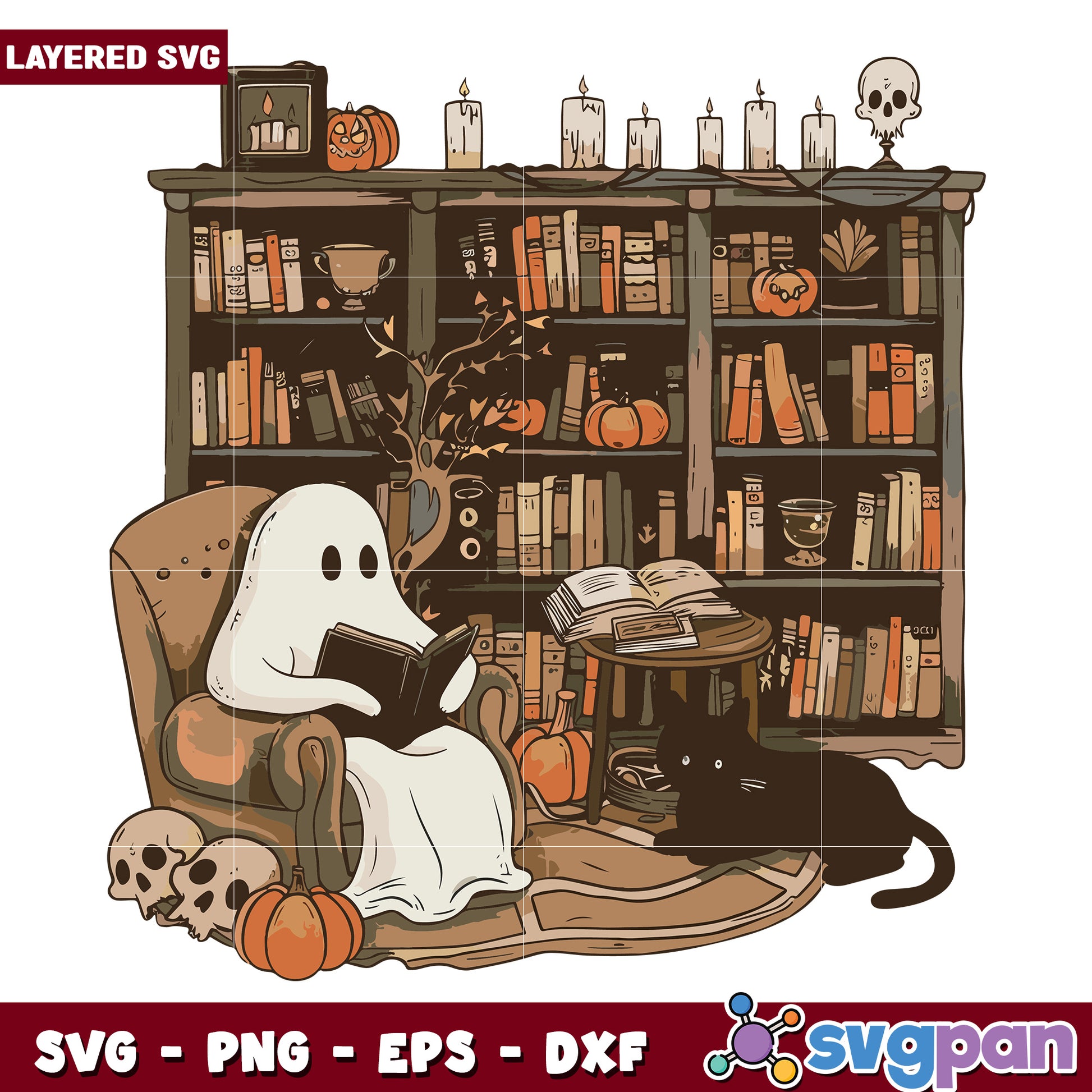 Ghoul reading book svg, costumes for halloween​ svg, halloween drawings​​ svg