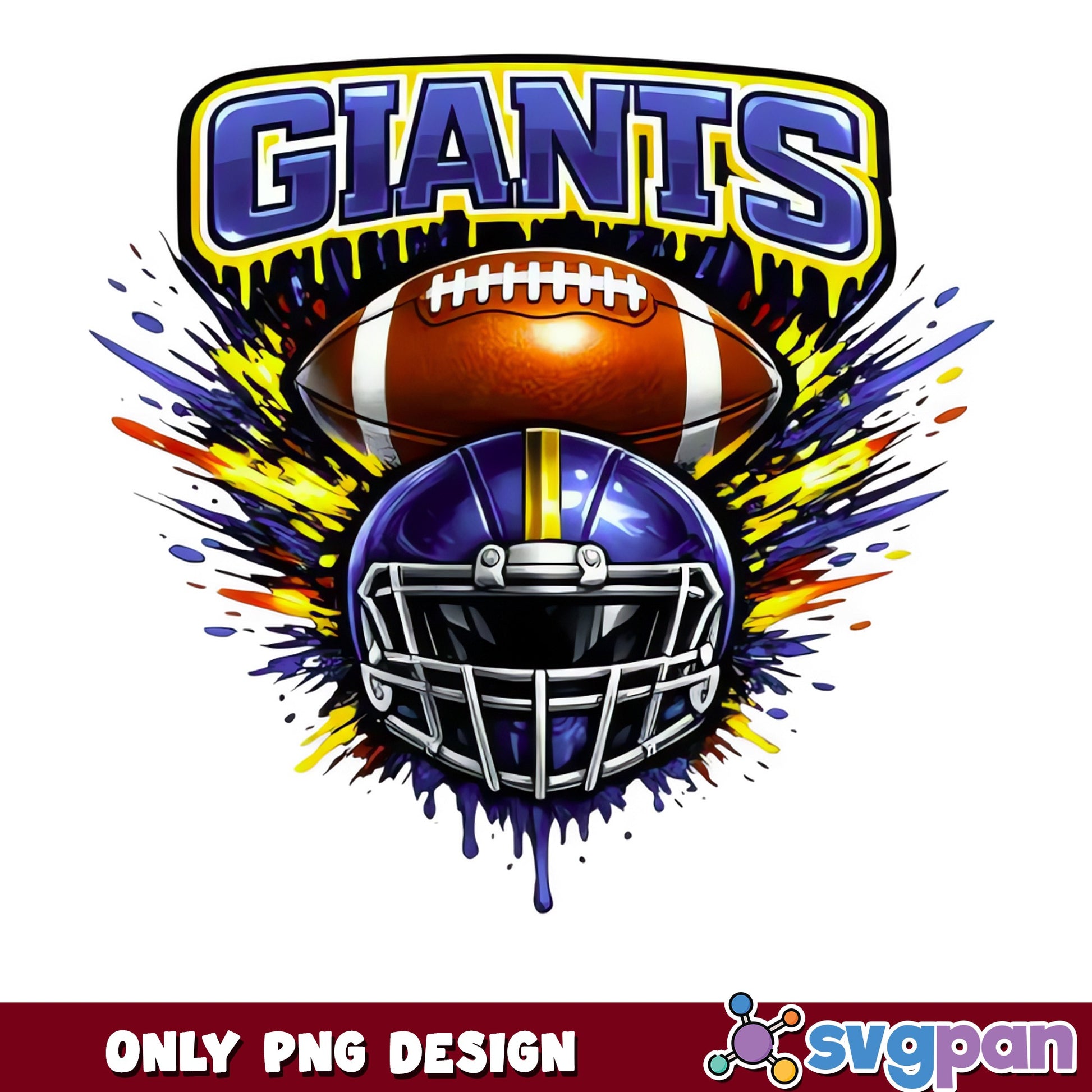Giants Football Helmet Drip PNG, Football Team PNG, NFL PNG
