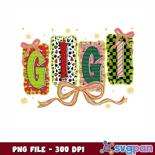 Gigi grinch bow png, merry christmnas png, christmas characters png