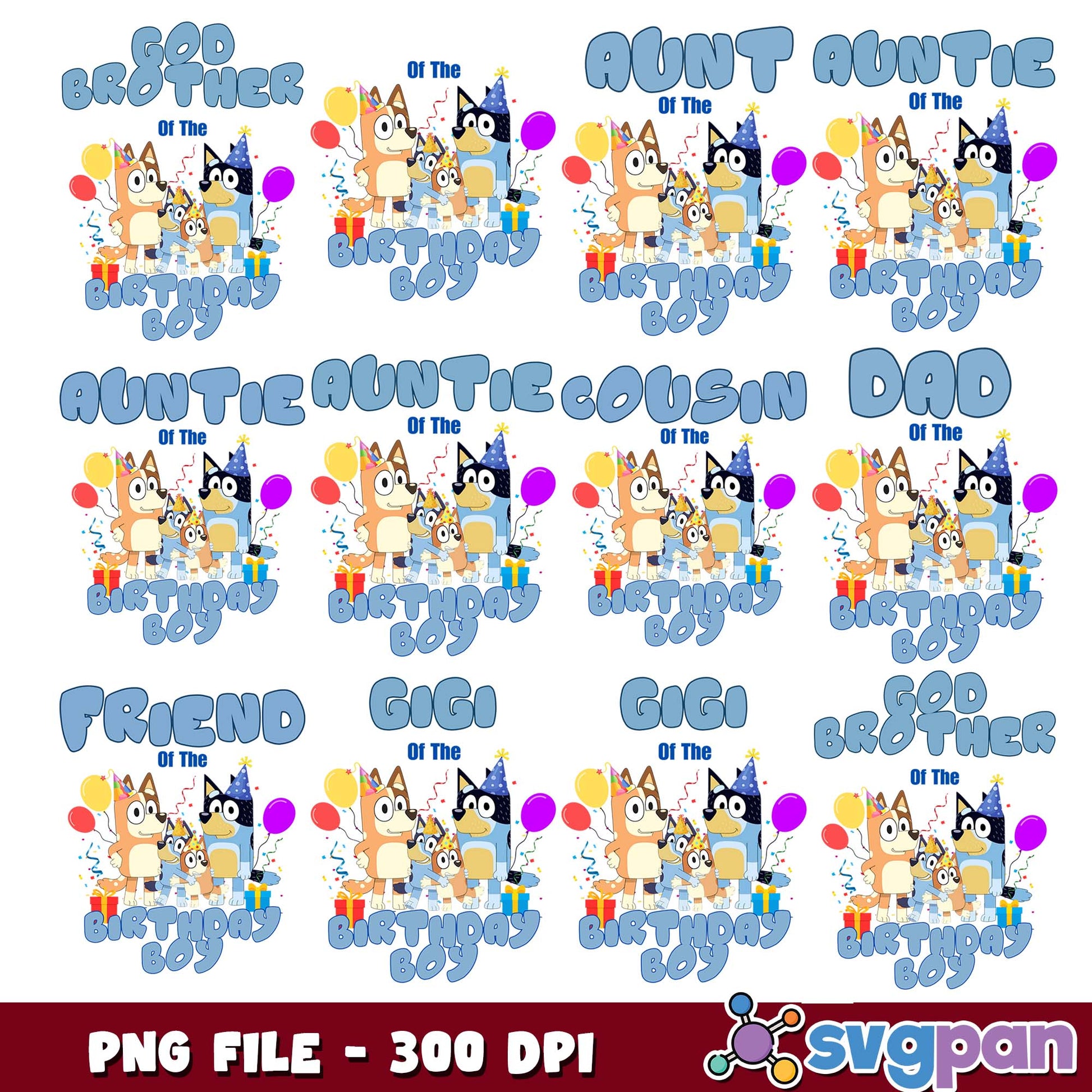Gigi of the birthday boys bluey png bundle