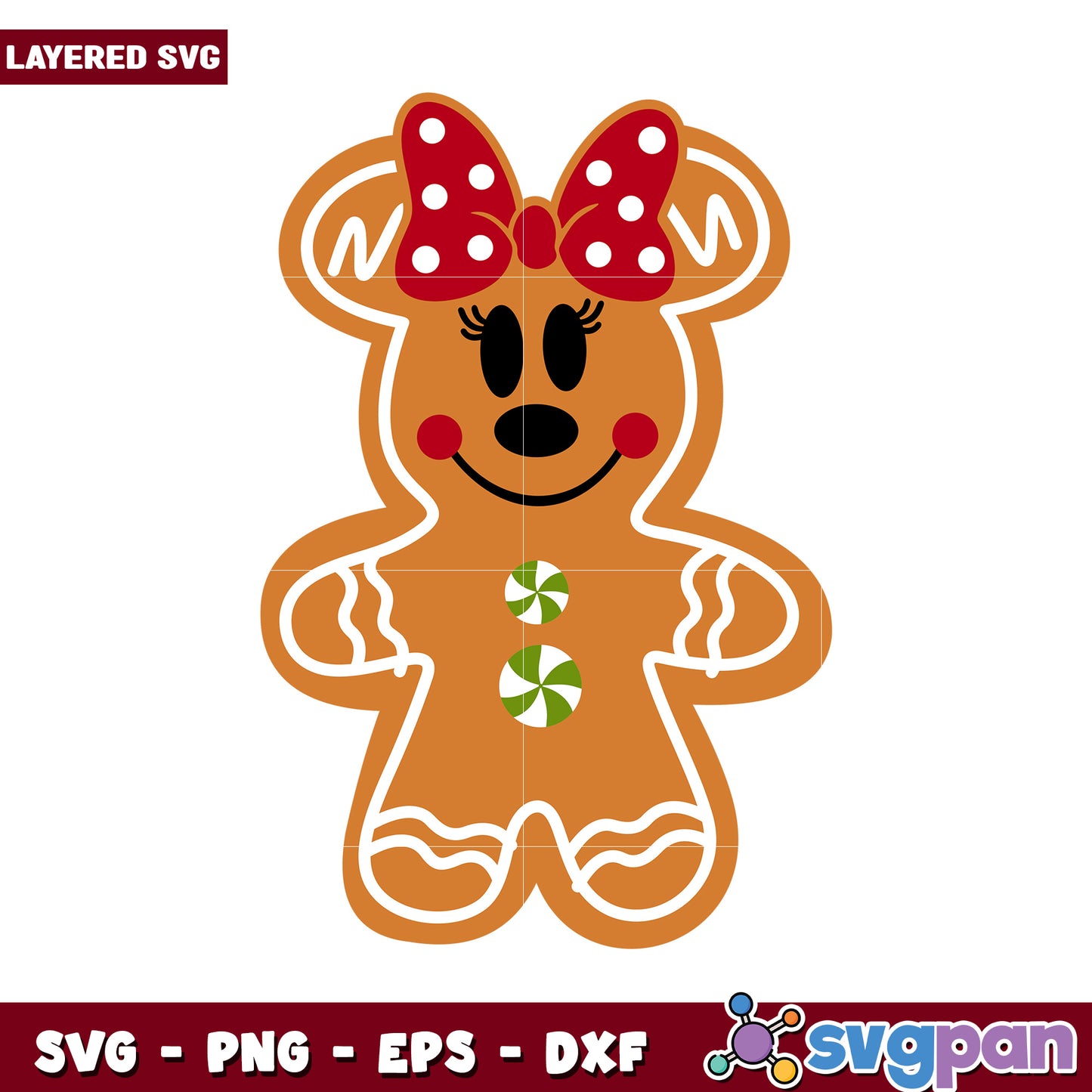 Gingerbread Girl SVG Design for Holiday Crafts, Cute Layered Graphic