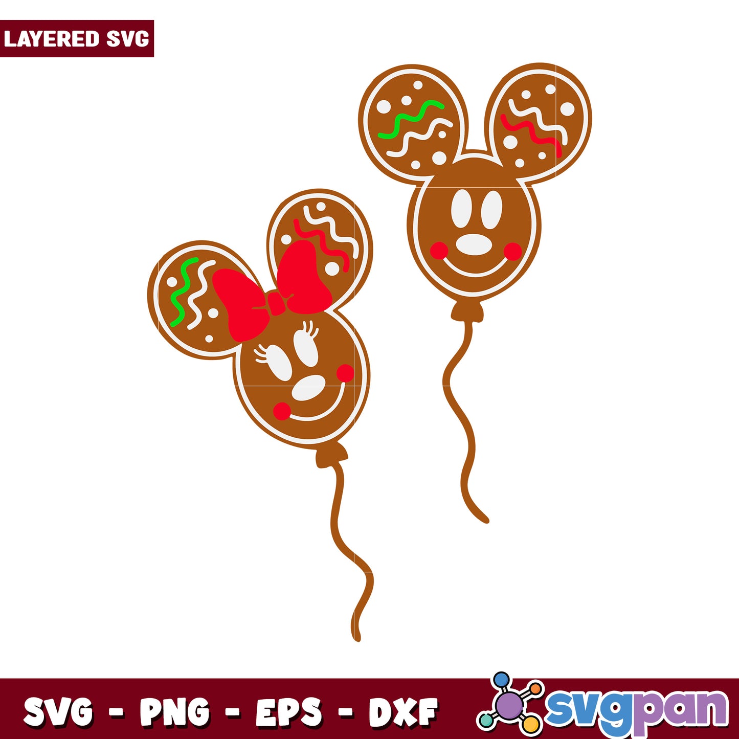 Gingerbread Mouse Balloons SVG File, Perfect for Holiday Crafts