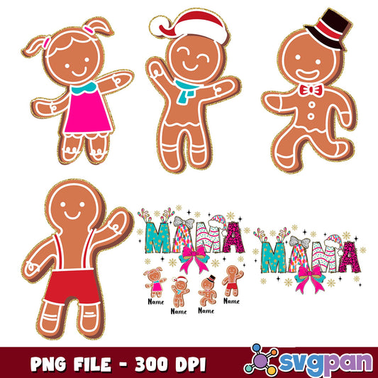 Ginger bread mama christmas png bundle