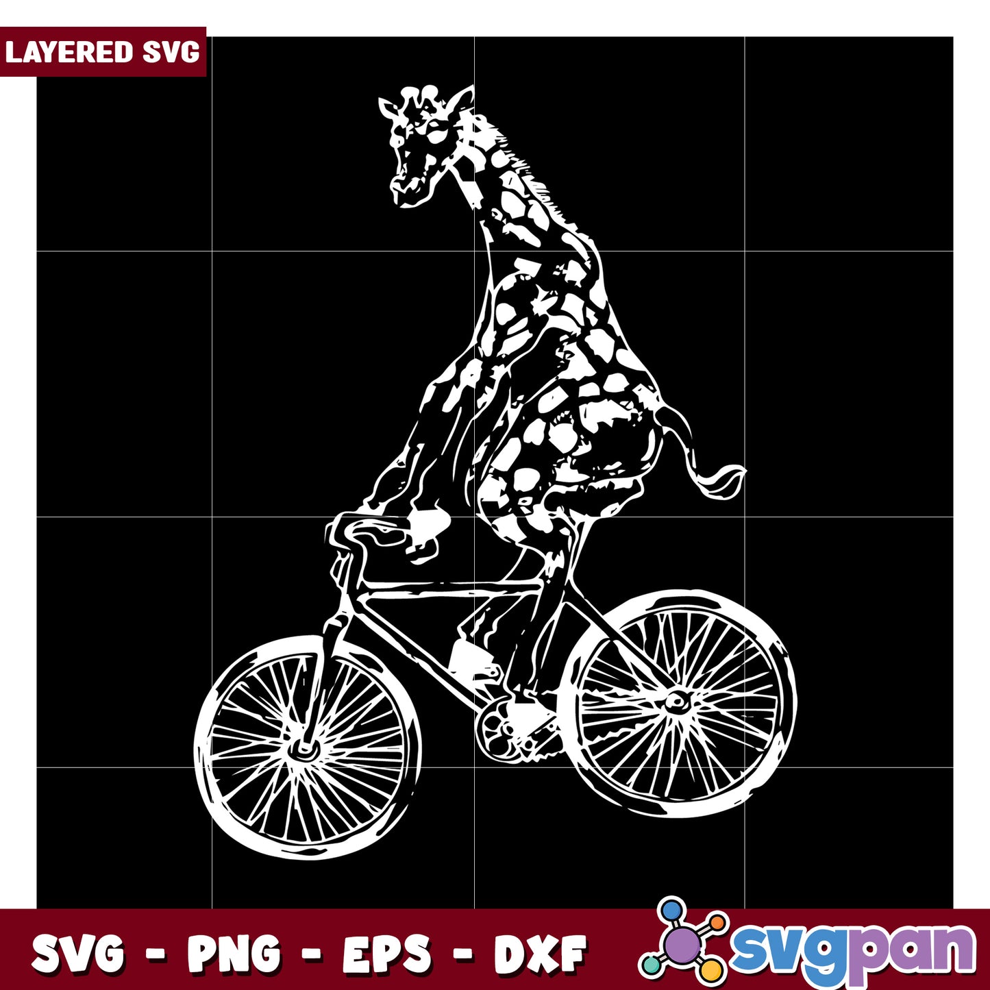 Giraffe Riding Bicycle SVG Design, Unique Art for Crafting Projects