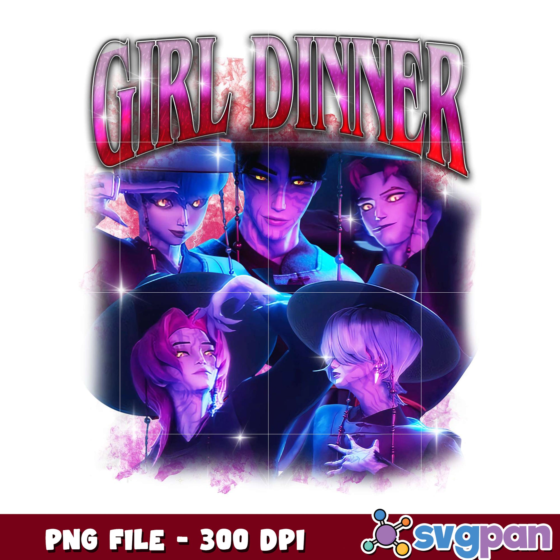 Girl dinner demon png, fantasy food png, anime style png