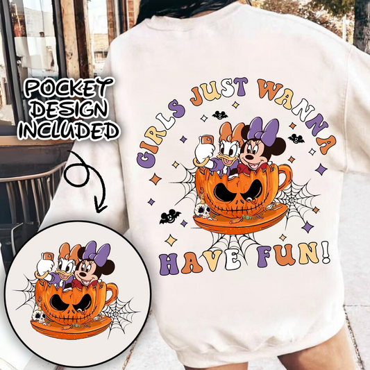 Girls just ưanna have fun png, halloween candy png , halloween cartoons png