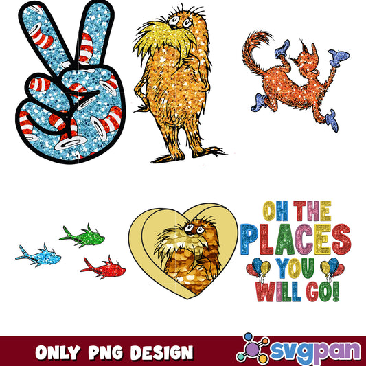 Glitter Oh The Places PNG Bundle
