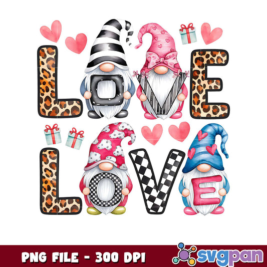 Gnome Love Design for PNG Products, Perfect for Crafts