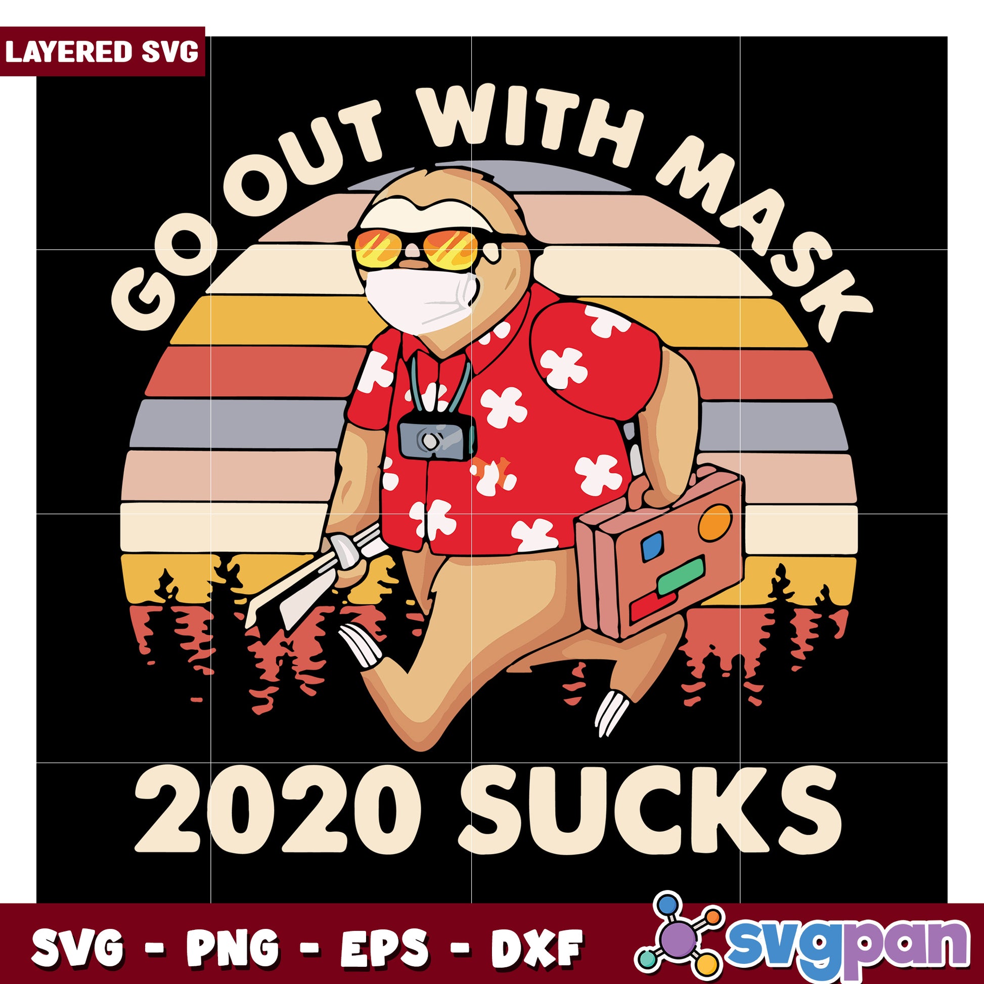 Go Out With Mask Design, Fun 2020 Sucks Retro SVG Art