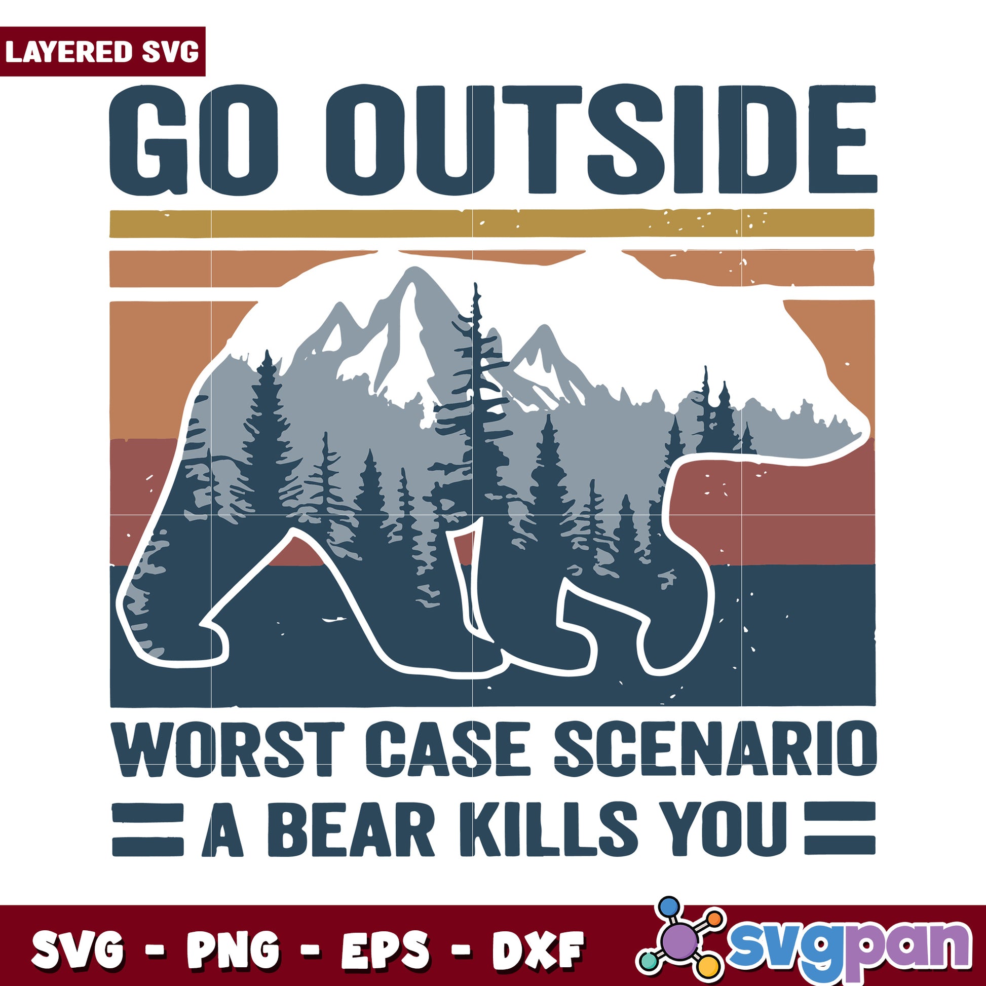 Go Outside Bear Design SVG, Perfect for Outdoor Enthusiasts Decor