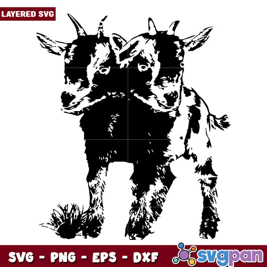 Goat have two head black svg, two headed goat svg, the goat svg