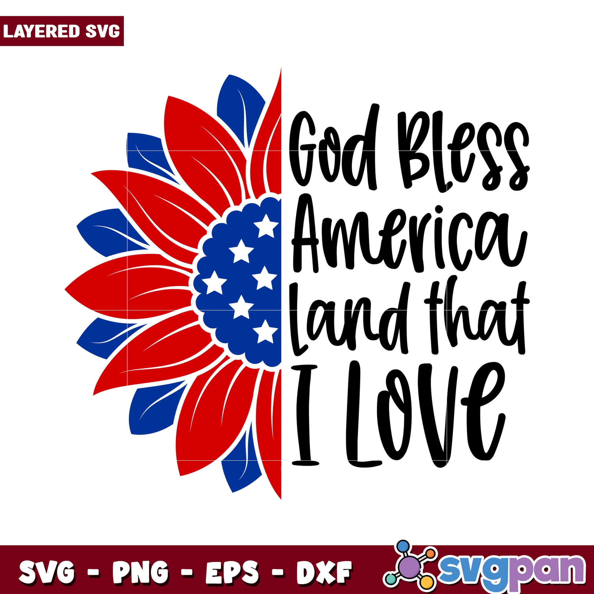 God Bless America Flower Design, Perfect for Your Crafts and Projects