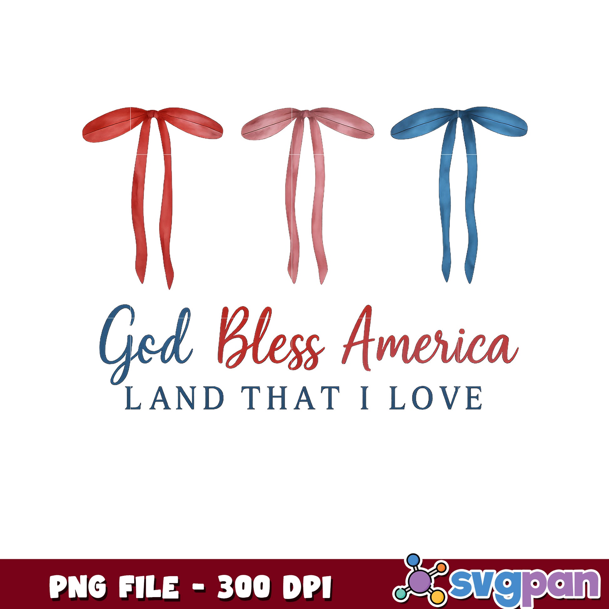 God Bless America PNG 300 DPI Patrioitc Bow Design