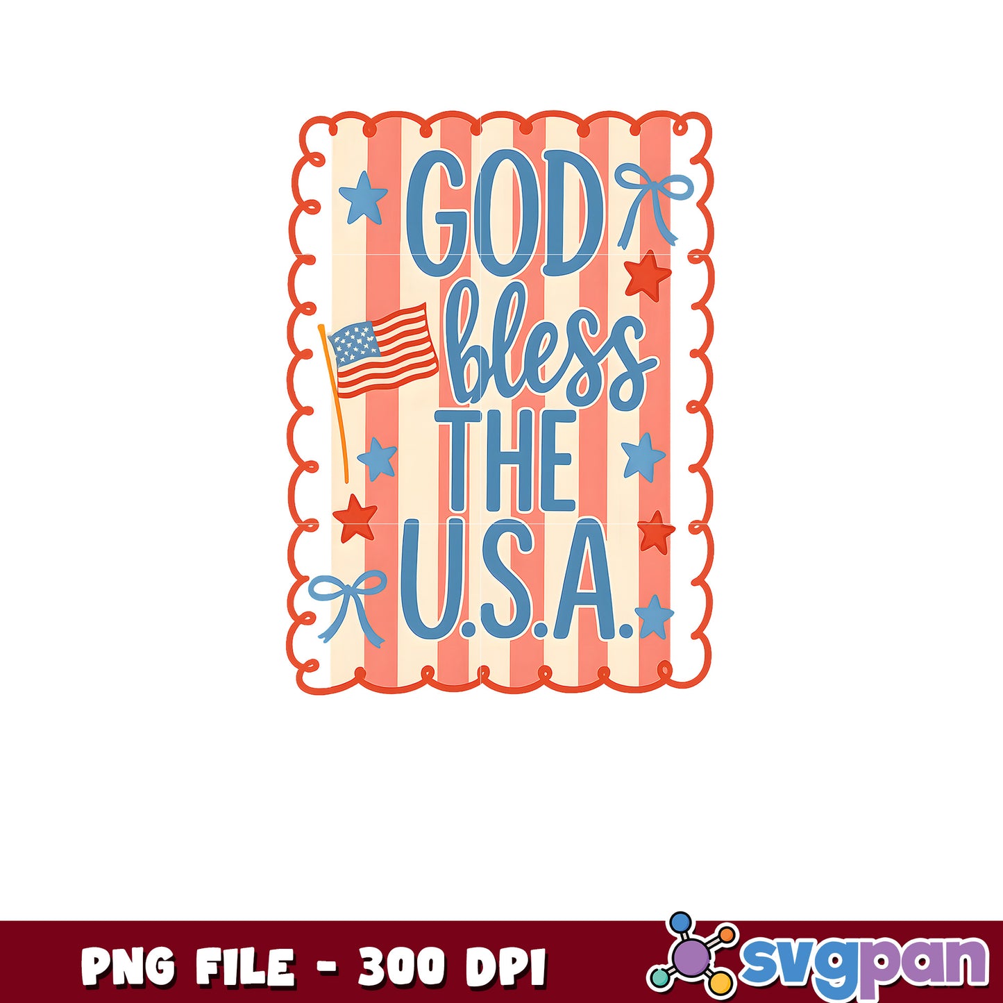 God Bless the USA Patriotic PNG 300 DPI