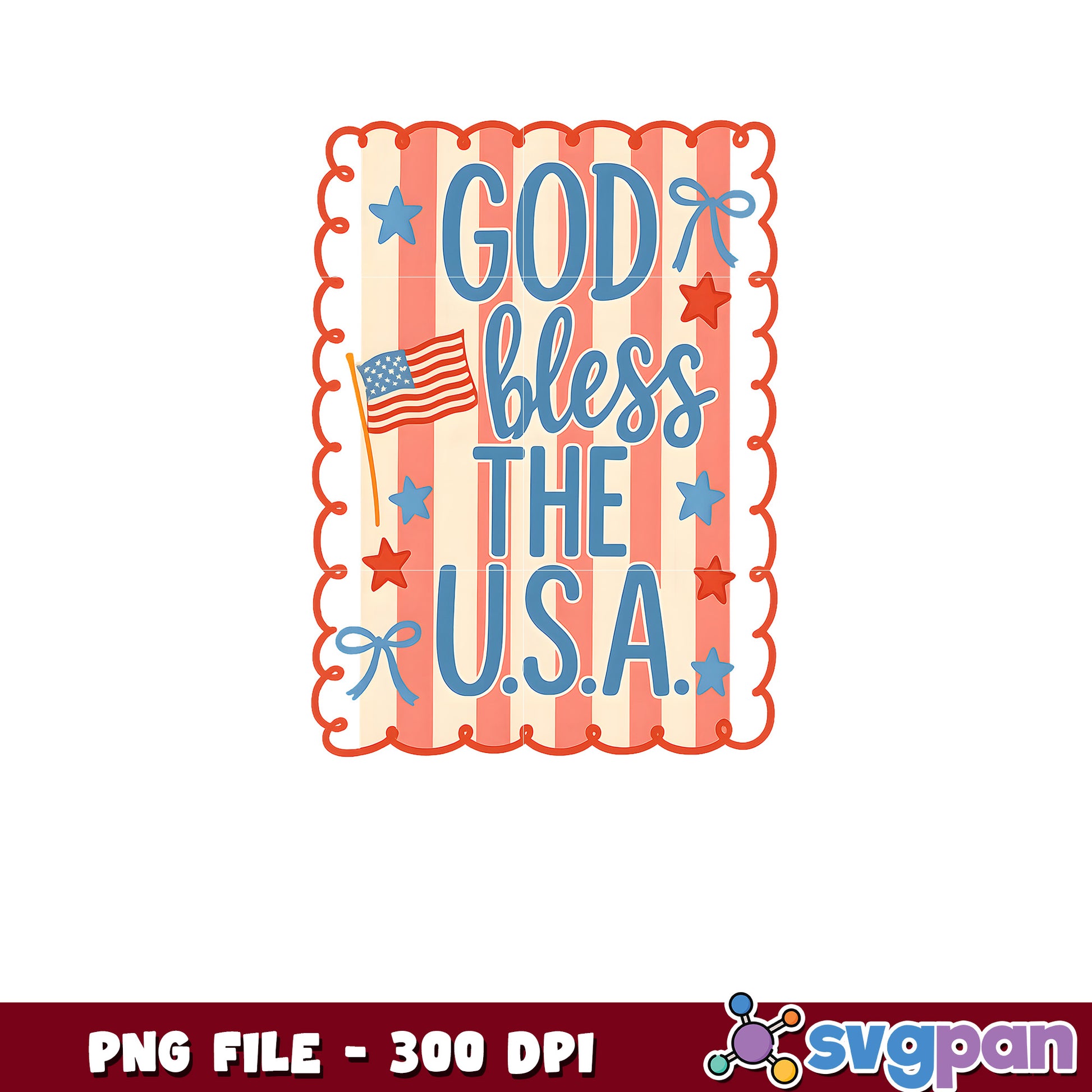God Bless the USA Patriotic PNG 300 DPI