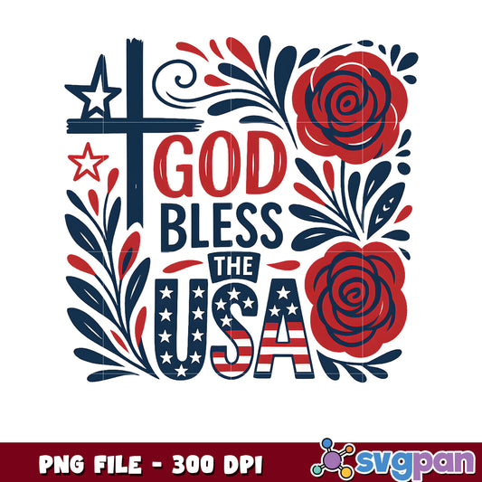 God Bless the USA Patriotic PNG Design