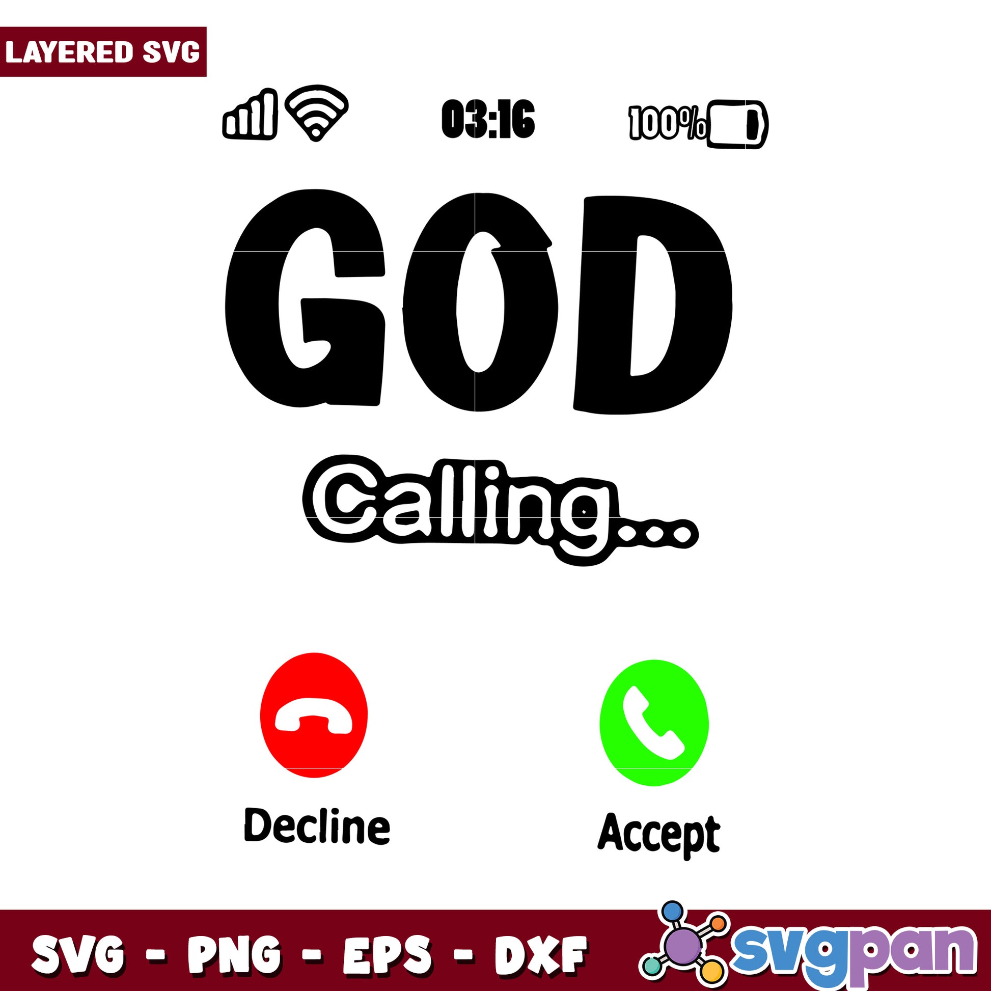 God Calling SVG Design, Perfect for Digital Crafts and Printing