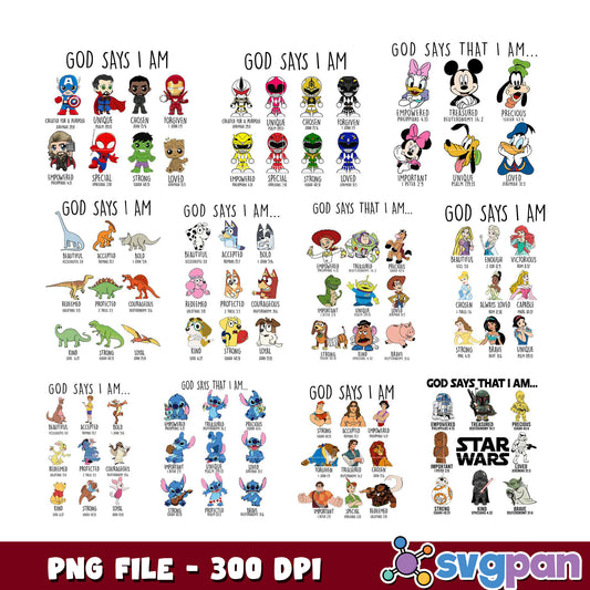 God Says I Am Bundle PNG 300 DPI