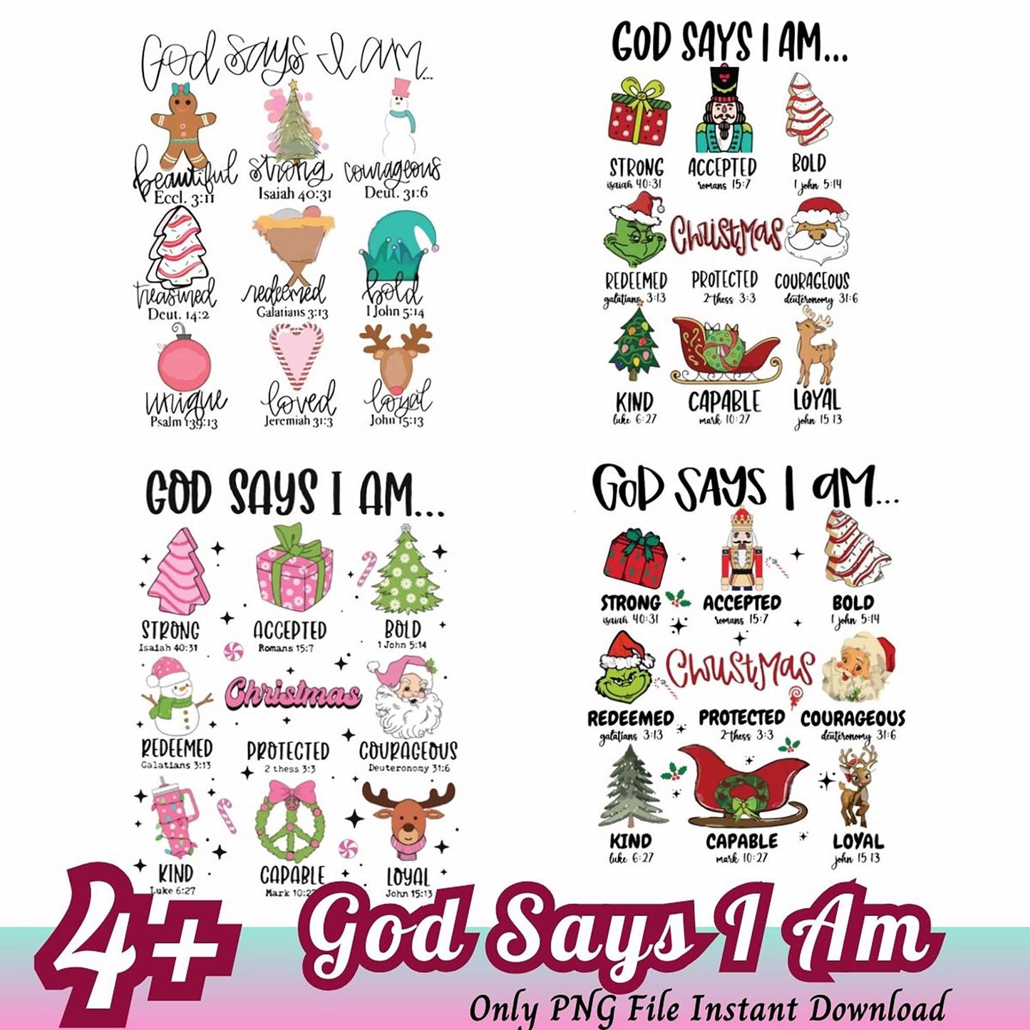 God Says I Am Christmas PNG Bundle