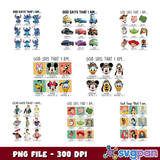 God Says I Am Disney Bundle PNG