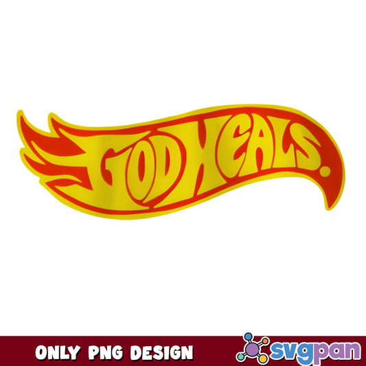 God Heals Hot Wheels Style PNG, Christian Faith PNG, Religious PNG