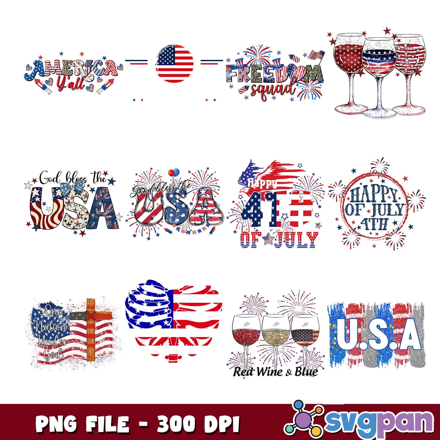 God bless the usa png bundle
