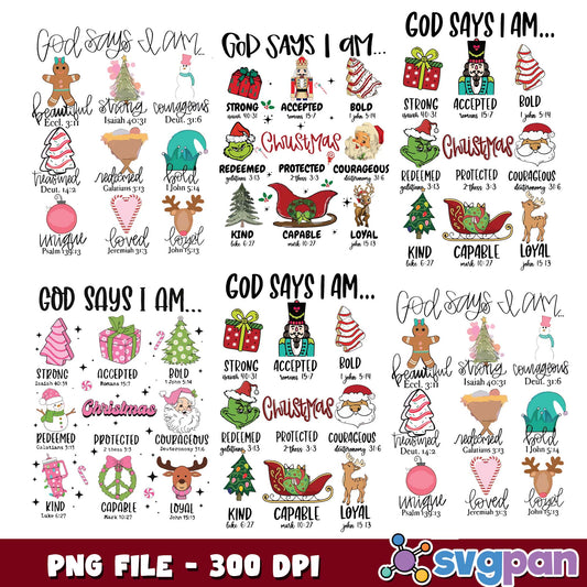 God say i am christmas ver png bundle