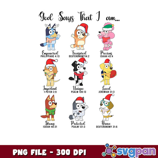God says that i am png, christmas​ lights png, bluey christmas png