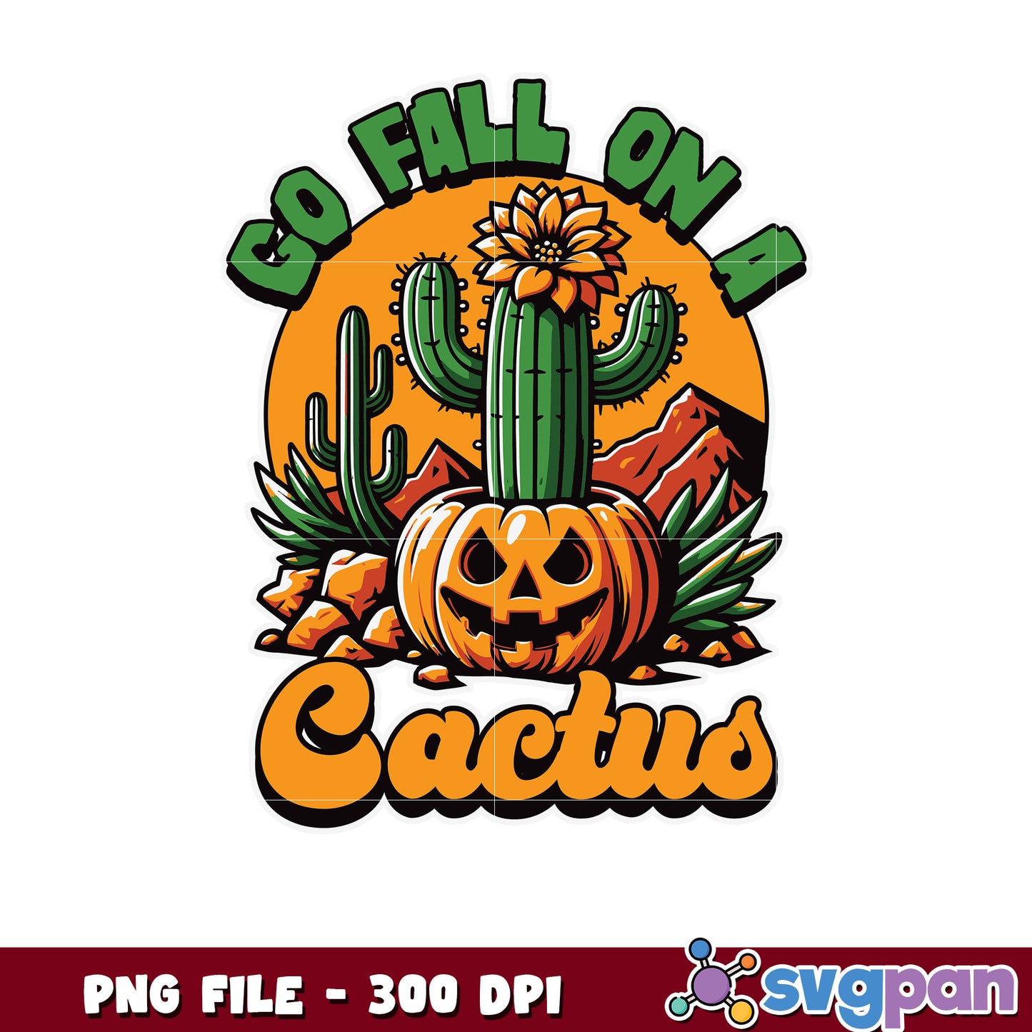 Go fall on a  catus png, halloween png, halloween decorations png