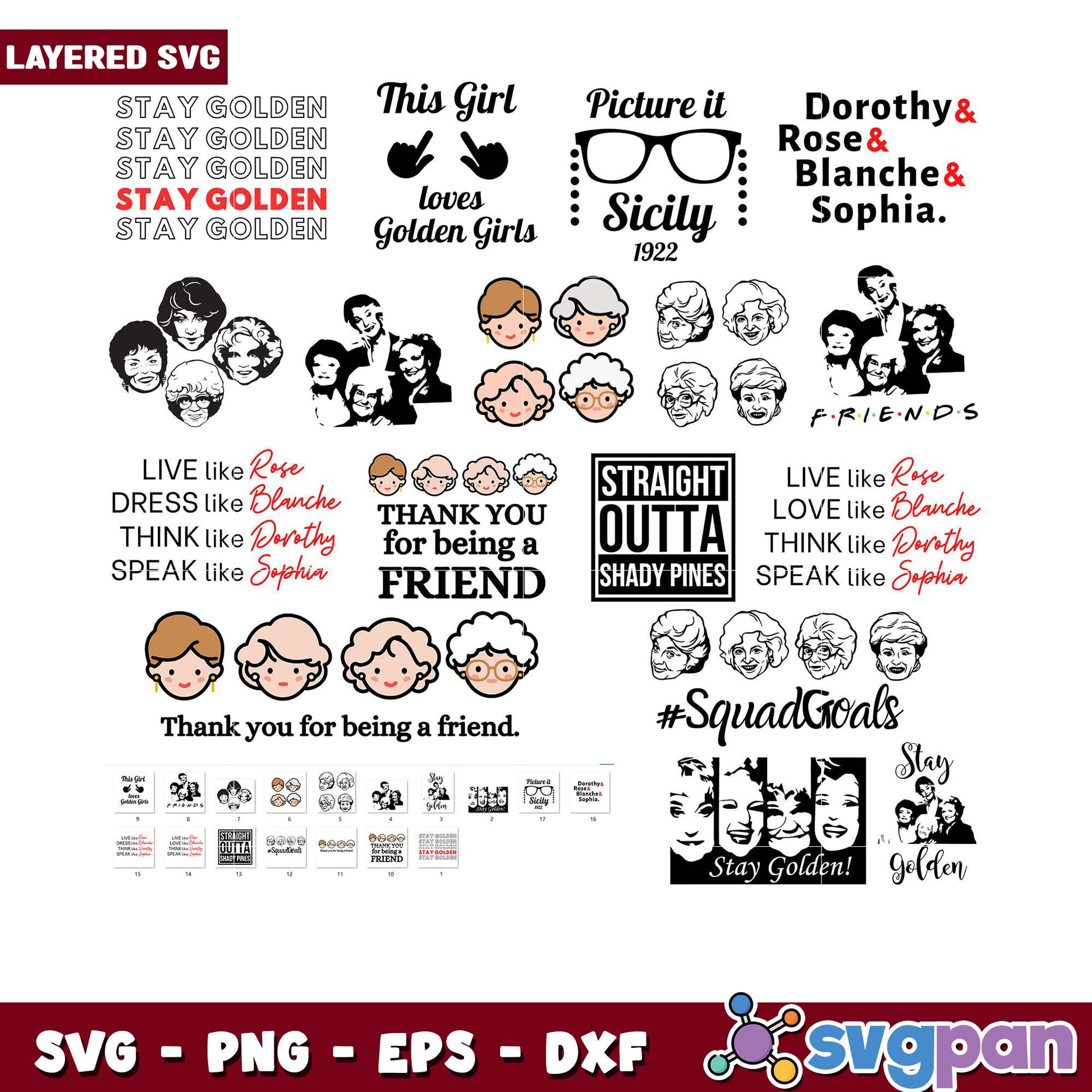 Golden Girls SVG Bundle Quotes & Images